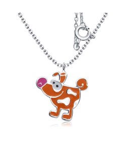 Little Dog Enamel Shaped Silver Necklace SPE-4175